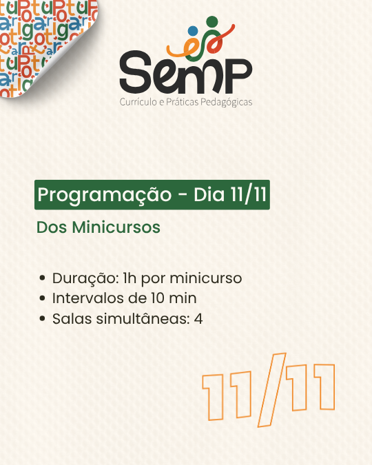Programação dia 11/11