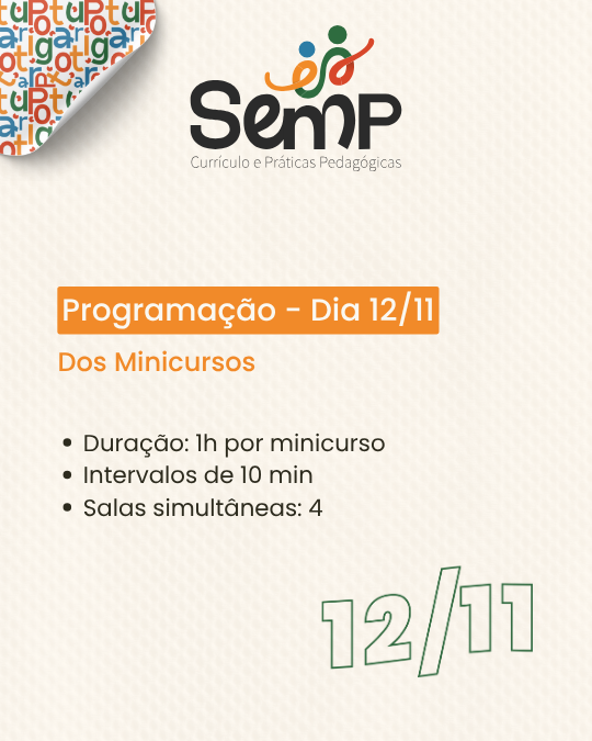 Programação dia 12/11
